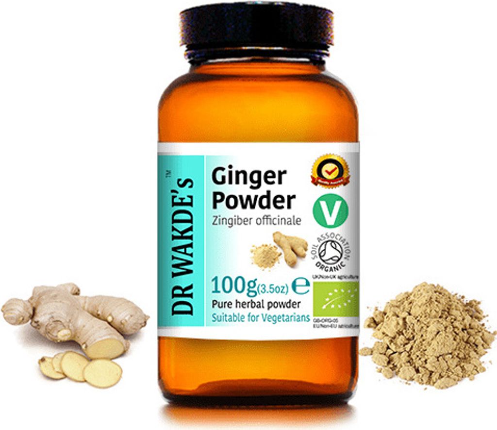 DR WAKDE'S Ingwerpulver - 100g (3,5 Unzen) | Reines, rohes und getrocknetes Pulver | Ayurvedisches Kraut | Vegan | Nichts hinzugefügt, nichts entf