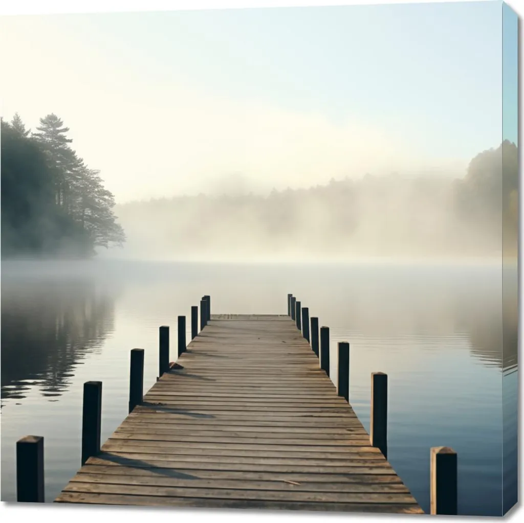 Quadro 90x90 Silenzio mattutino sull'acqua - Arredo Tela Moderno