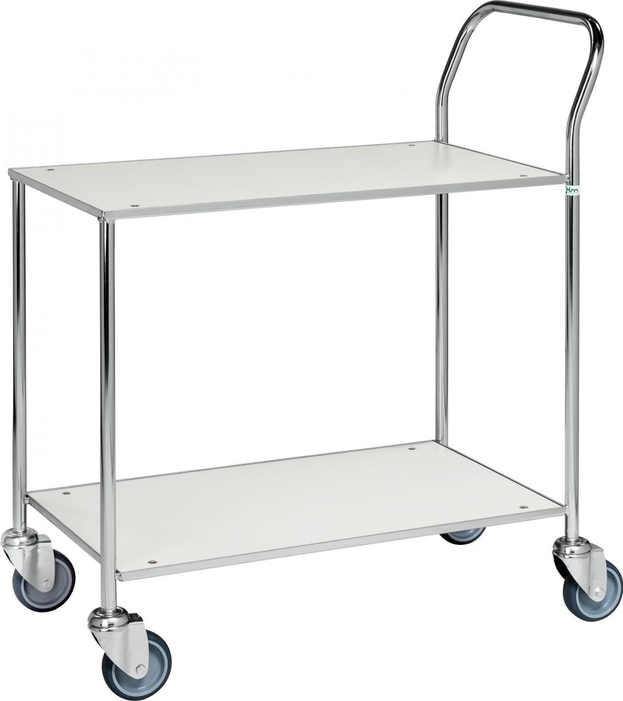 Kongamek Tischwagen voll verschweisst, weiss mit verzinktem Rahmen 755x430mm Ladefläche und Bremse