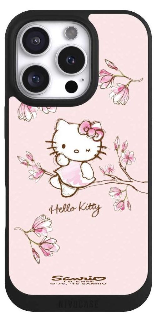 NIVOCASE Handyhülle für Apple iPhone 16 Pro Hülle NIVOpure Case Schwarz Fanartikel Hanami Hello Kitty