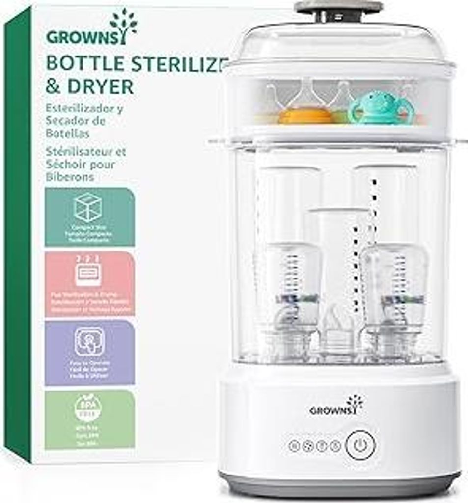 Grownsy Sterilisator für Babyflaschen, 5-in-1 Flaschen Sterilisator Baby und Trockner, Schnelles Trocknen, Sterilisator für Babyartikel, Babyflas...
