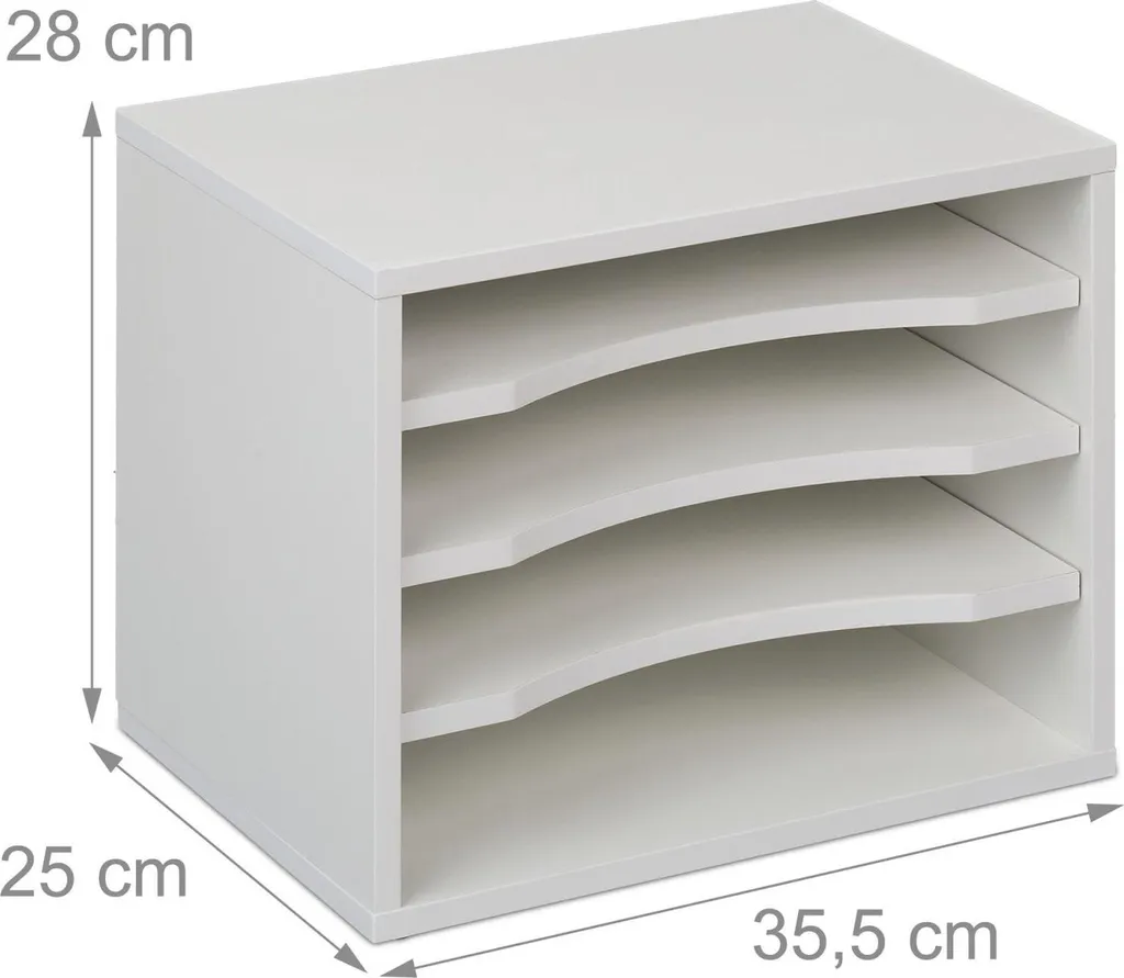Compartiment à documents blanc avec 4 compartiments de tri verticaux