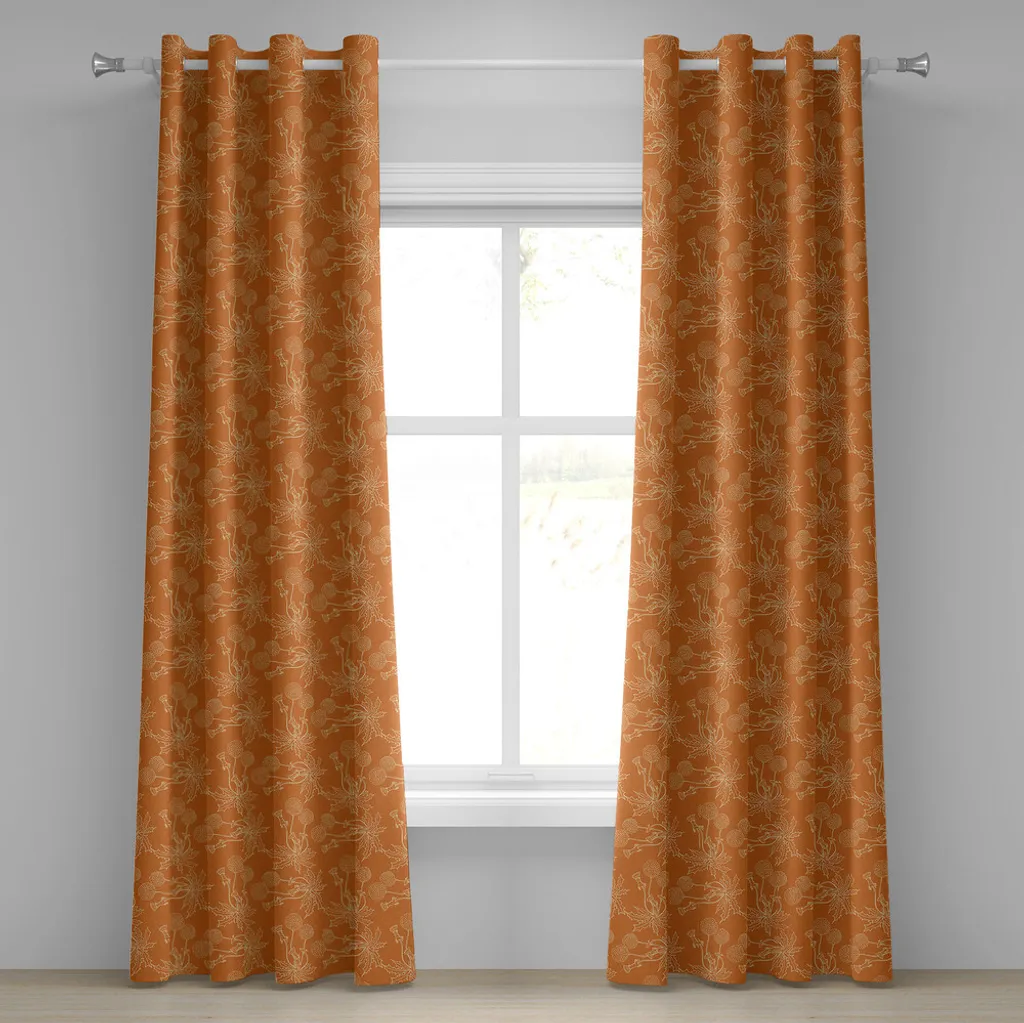 Rideau à œillets ABAKUHAUS orange brûlé motifs pissenlits 280x245 cm