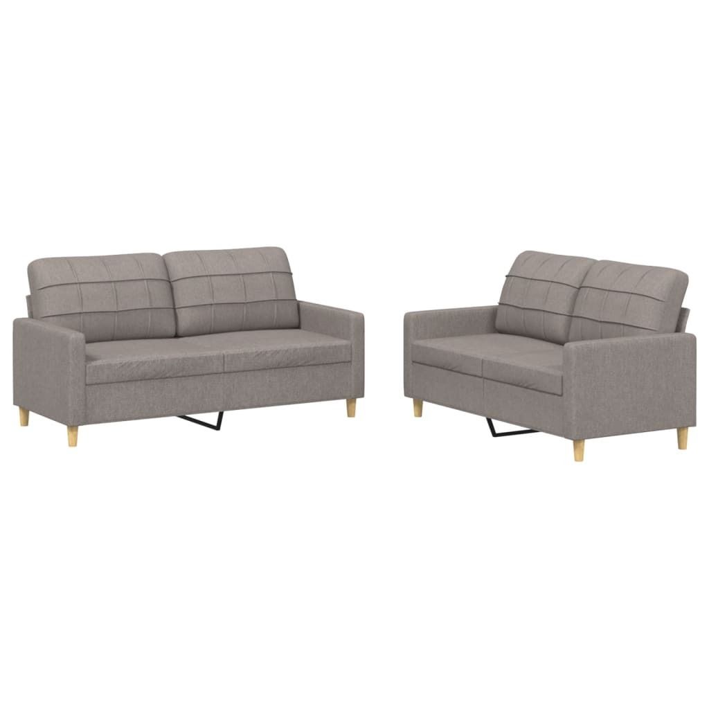 "WINTER SALE"2-tlg. Sofagarnitur - elegantes Design - Couchgarnitur/Wohnzimmer - mit Kissen Taupe Stoff - 138x77x80cm - Klassische Sofas NeuMöbel9...