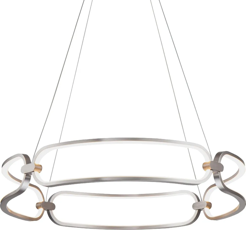 Suspension LED TRIVIUM 50W 3000K Nickel Satiné Chrome Blanc Ø60cm