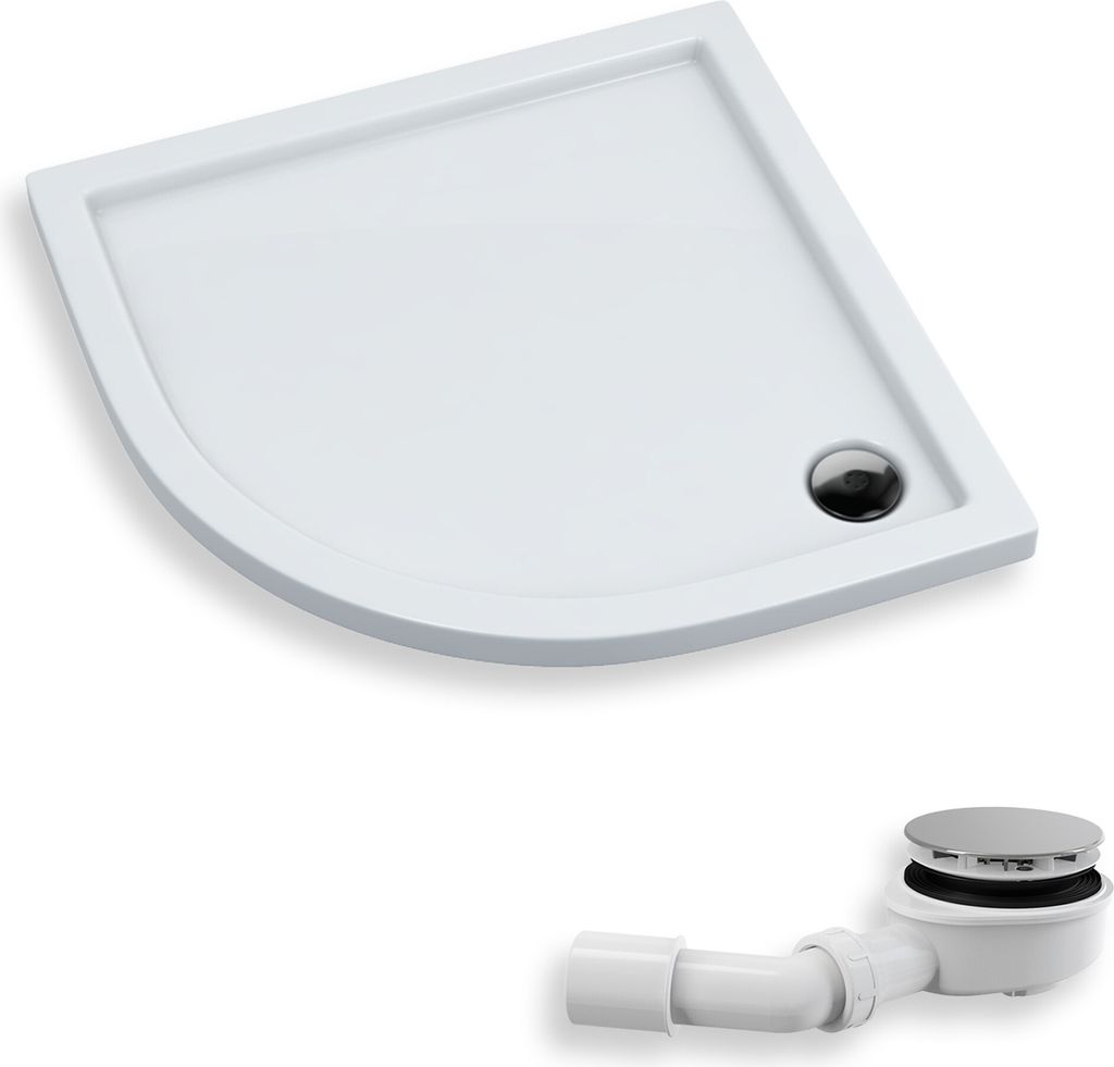 Douchebak kwartcirkel 90x90x5, sanitairacryl, glad Productafbeelding 