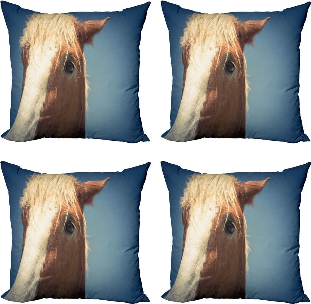 ABAKUHAUS Niederländisch Kissenbezug Set (4 Stück), Dutch Breed Draft Pferdekunst, Moderner Doppelseitiger Digitaldruck, 40 cm x 40 cm, Schiefer-...