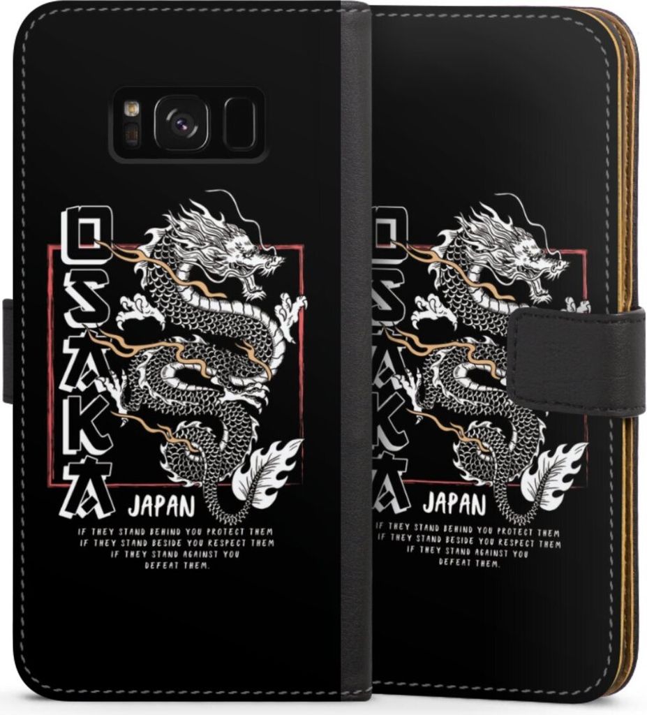 DeinDesign Klapphülle für Samsung Galaxy S8 Plus Handytasche Lederhülle Tasche Drache Japan Meer