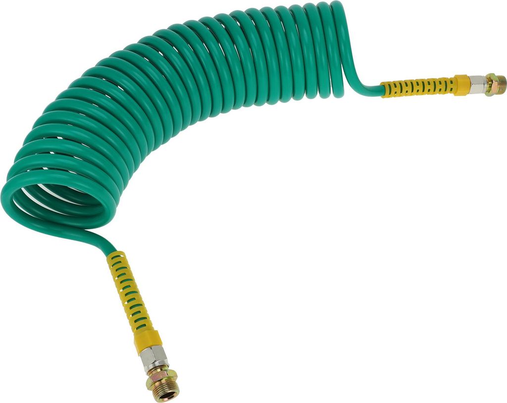25 Circle Air Brake Hose Oil Cooler Coiled Short Tail Line Brake Coil Cable for Trucks Tractors Assembly with M22x1.5 NPT Fitting Green 24.5 Feet