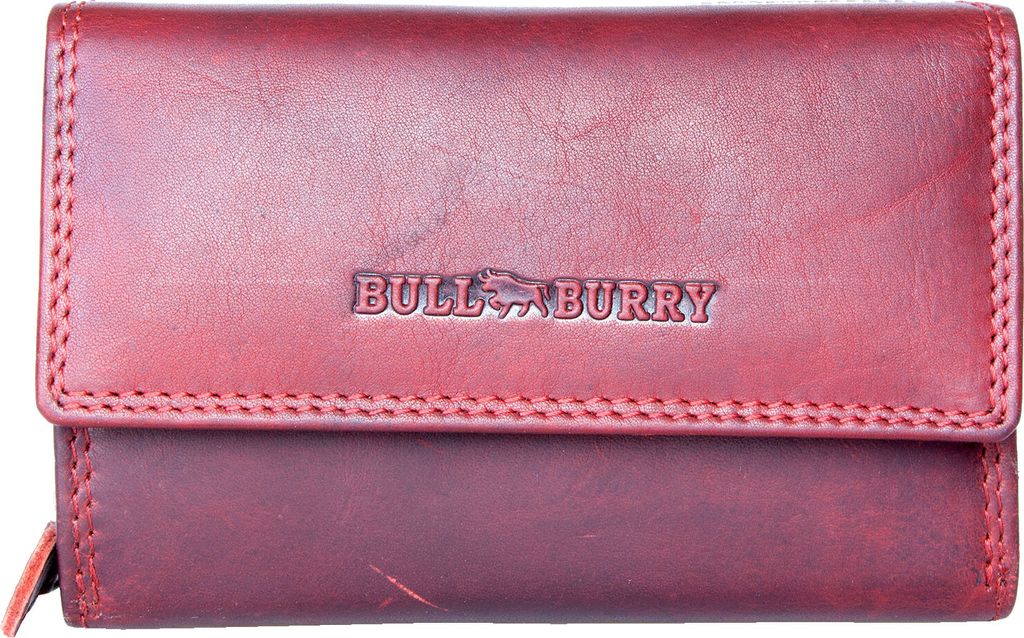 Mittelgroße RFID Dunkelrote Lederbrieftasche Bull Burry Whole Hergestellt aus einem starken echten Rindsleder