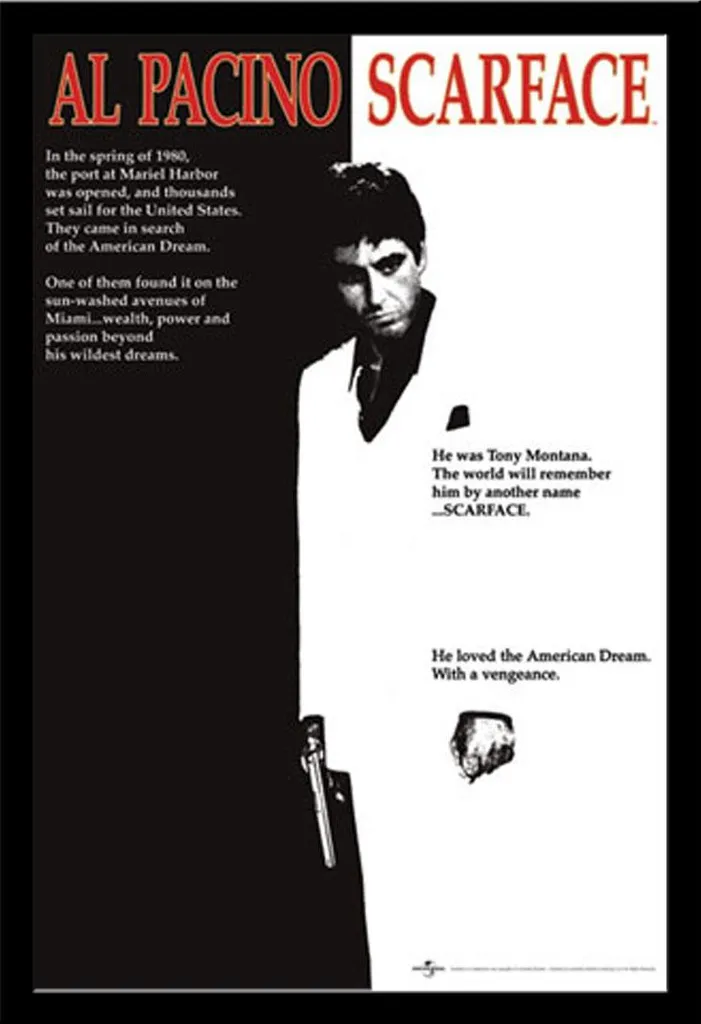 Affiche encadrée Scarface Shinsuke Maxi Poster avec cadre bois noir chic