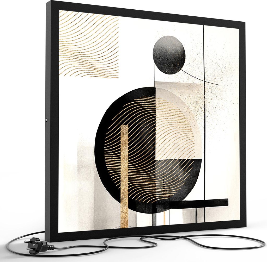 DEQORI LED-Bild & Lampe 60x60 cm Schwarz 'Wellen und Winkel' Leuchtbild LED Leuchte
