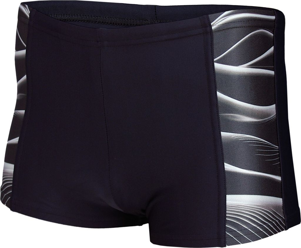 Aquarti Herren Badehose Kurz Sportlich Streifen, Farbe: 11307 Schwarz / Grau, Größe: L