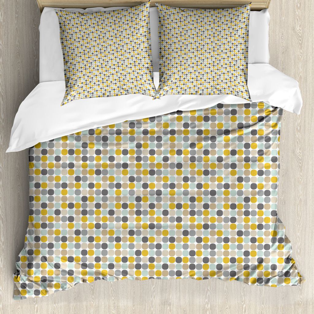 ABAKUHAUS Gedeckte Farben Bettbezug Set für Einzelbetten, abgerundete Squares, Milbensicher Allergiker geeignet mit Kissenbezug, 200 cm x 200 cm -...