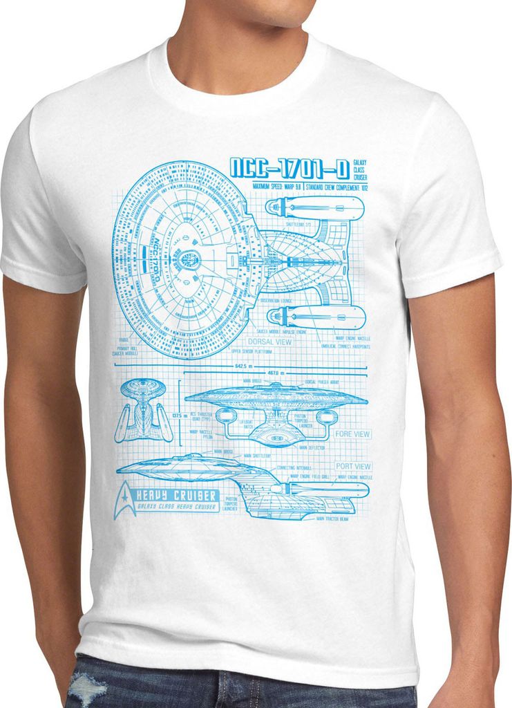 style3 NCC 1701 D Blaupause T-Shirt Herren star