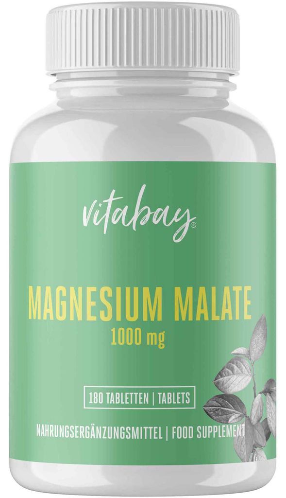 Malate de magnésium 1000 mg végétalien hautement dosé, 180 Image du produit 
