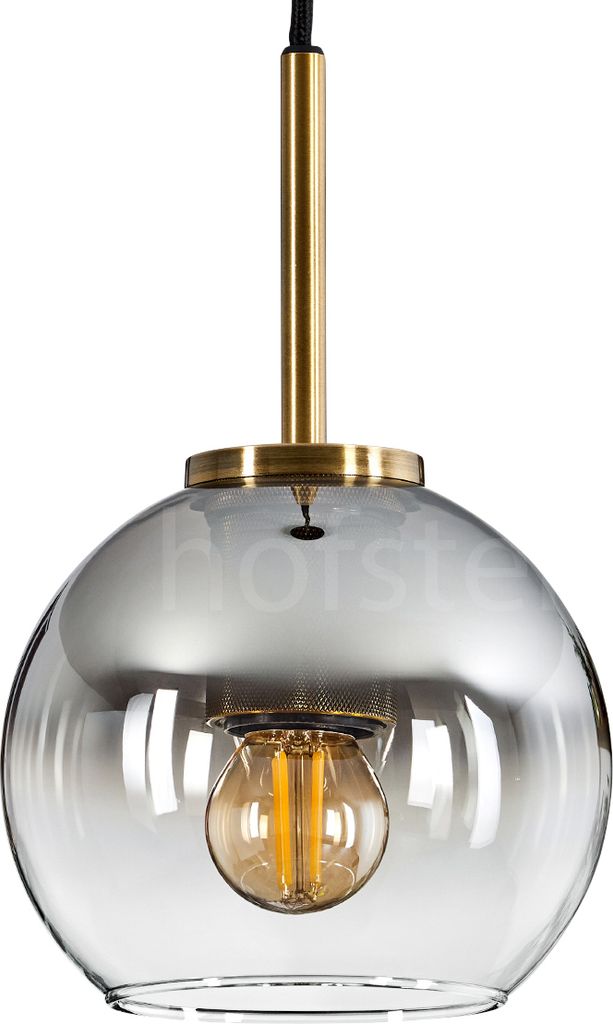 Cesaro Hängelampe aus Metall/Glas in Altmessing-/Rauchfarben/Klar