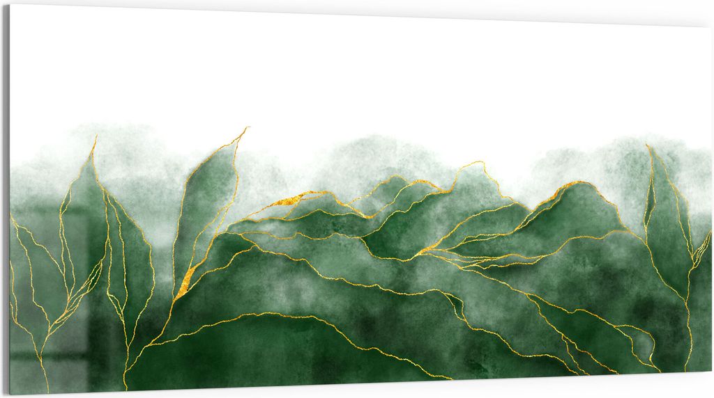 DEQORI Magnettafel Glas 100x50 cm 'Grüner Wasserfarbverlauf' beschreibbar Whiteboard