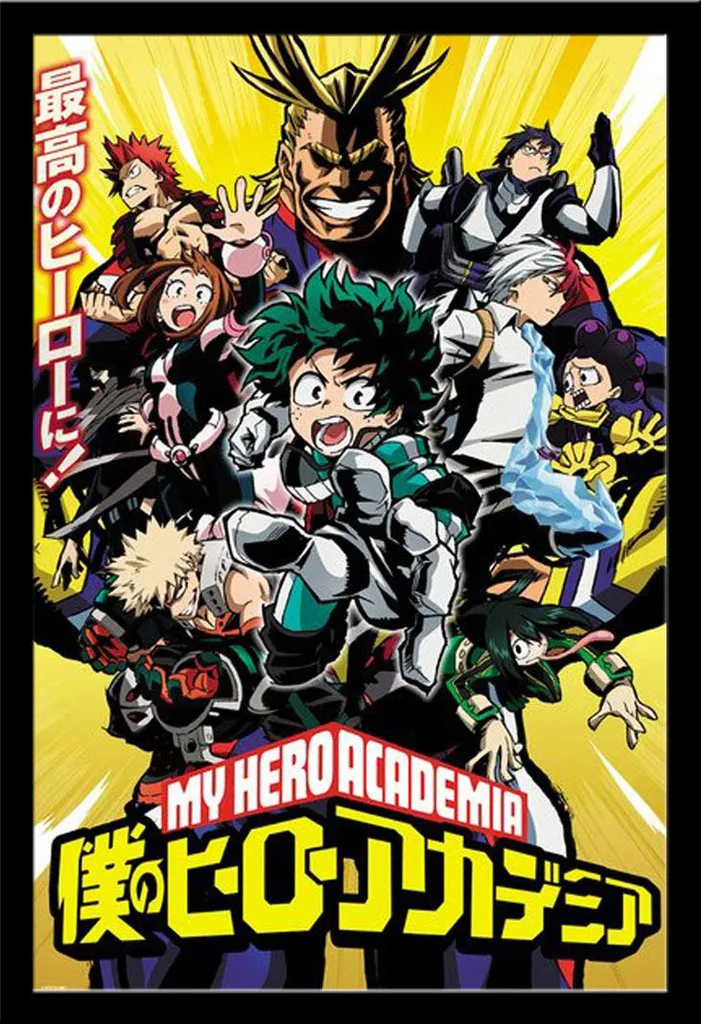 Décoration Murale My Hero Academia : Affiche Encadrée 61x91cm Noire