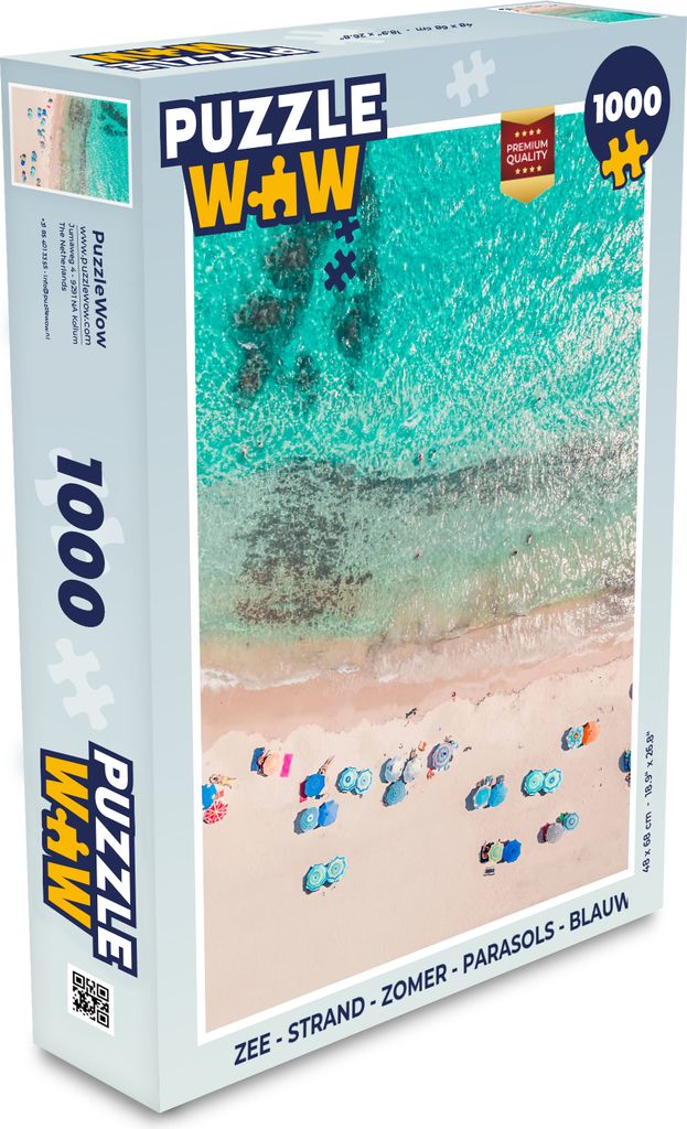 MuchoWow Puzzle 1000 Teile Meer - Strand - Sommer - Sonnenschirme - Blau - Spielzeug - Alt und Jung - Spiele - Puzzeln