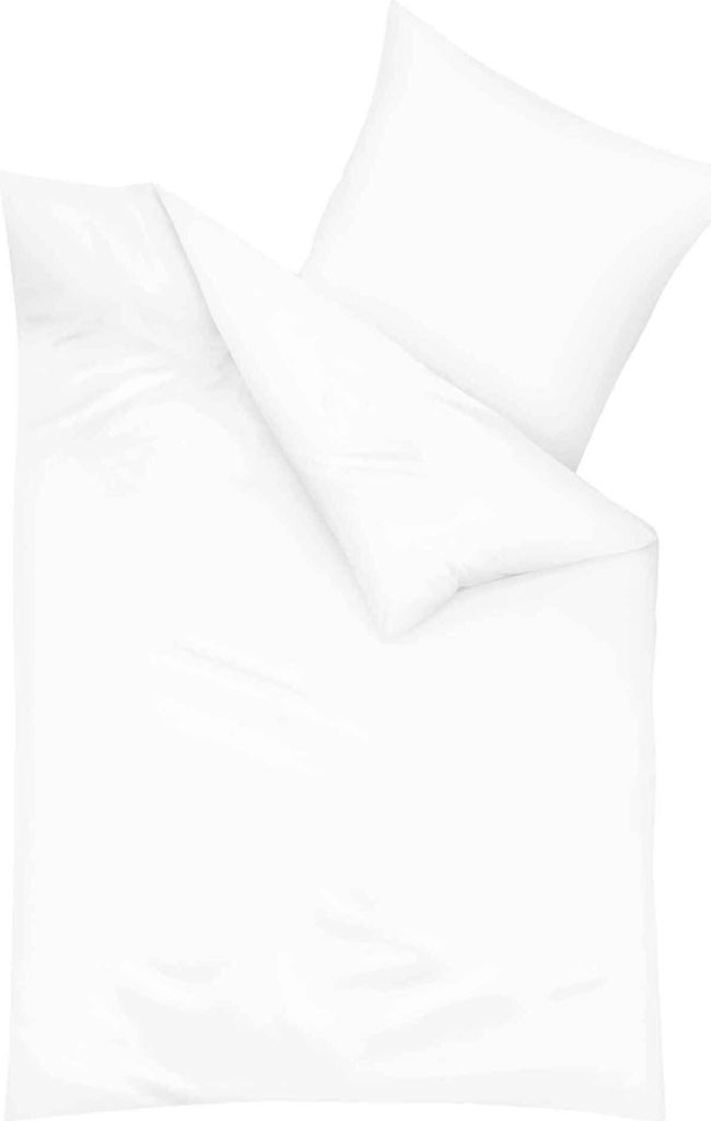 Kaeppel Biber Bettwäsche Uni 100% Baumwolle Reißverschluss Bettbezug Kissenbezug Bettgarnitur Bettwäsche-Set Bettzeug 135x200 cm Weiß