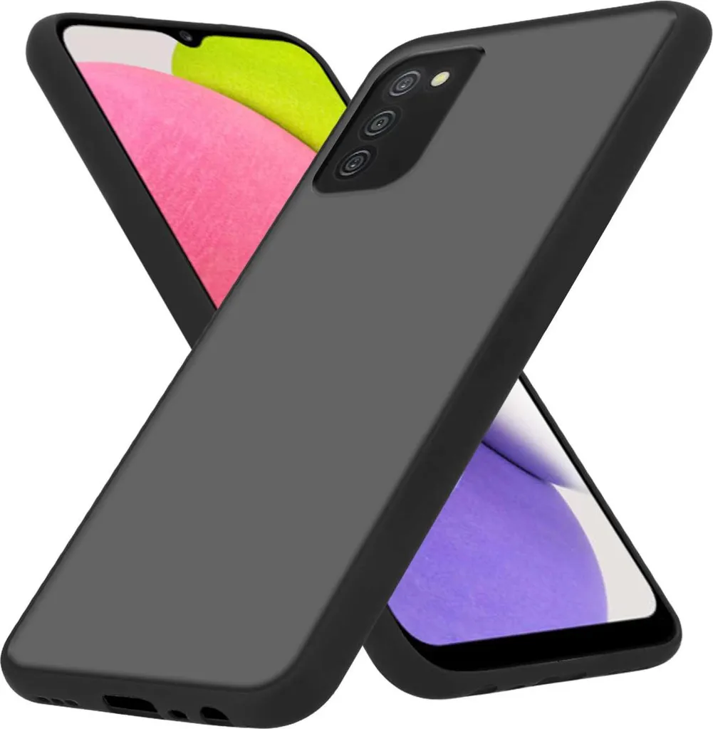 Custodia Cadorabo per Samsung Galaxy A03s in nero opaco custodia protettiva ibrida con interno in silicone TPU e cover posteriore in plastica opaca custodia per cellulare