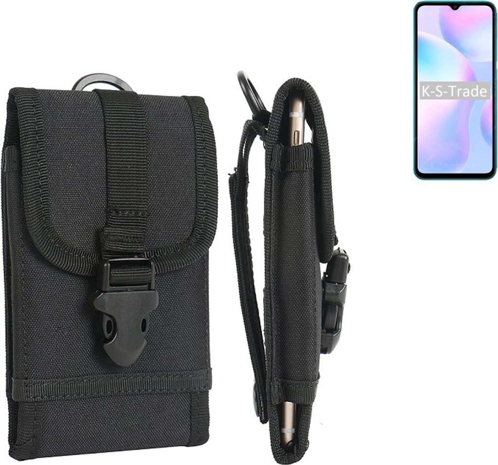 K-S-Trade Holster Handy Hülle kompatibel mit Xiaomi Redmi 9i Holster Handytasche Gürtel Tasche Schutz Hülle Robust Outdoor schwarz