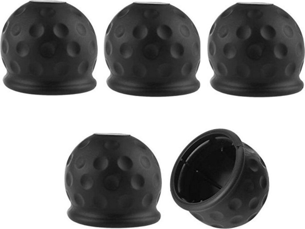 5 Stück Anhängerkupplung Schutzkappe Gummi | AHK Kappe in Golfball-Form | Anhängervorrichtung Abdeckkappe schwarz | 5er Set Kugelschutzkappe | U...