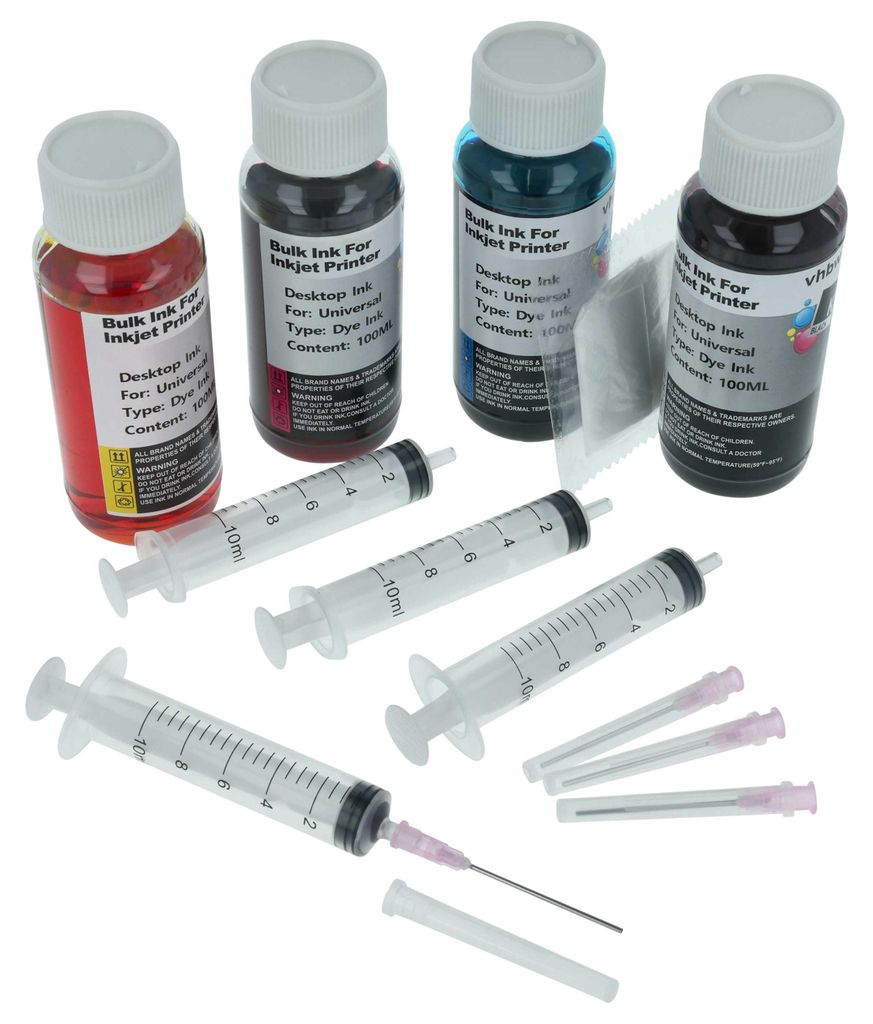 vhbw 4x Nachfülltinte für Drucker - Refillset Dye Cyan, Dye Produktbild 