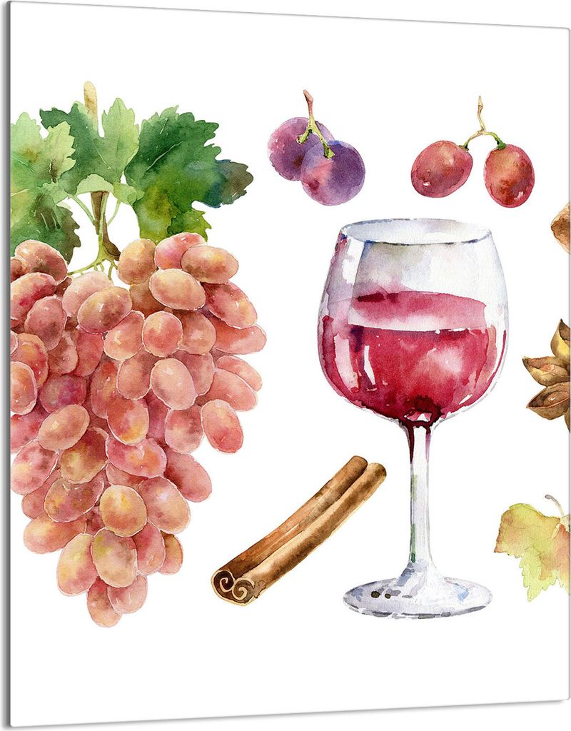 Herdabdeckplatte 40x52 Glaskeramikkochfeld Abdeckung Spritzschutz Glasplatte Deko Schneidebrett, Wein Obst