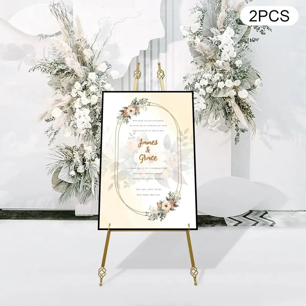 Présentoir de menu et plan de table doré 90 cm pour réception - 8