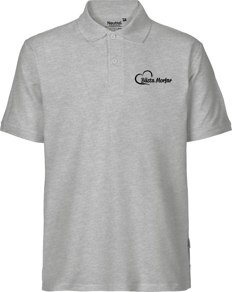 Huuraa Herren Polo Shirt Bästa Morfar Hjärta S Sport Grey Bio Baumwolle Fairtrade Poloshirt Geschenkidee