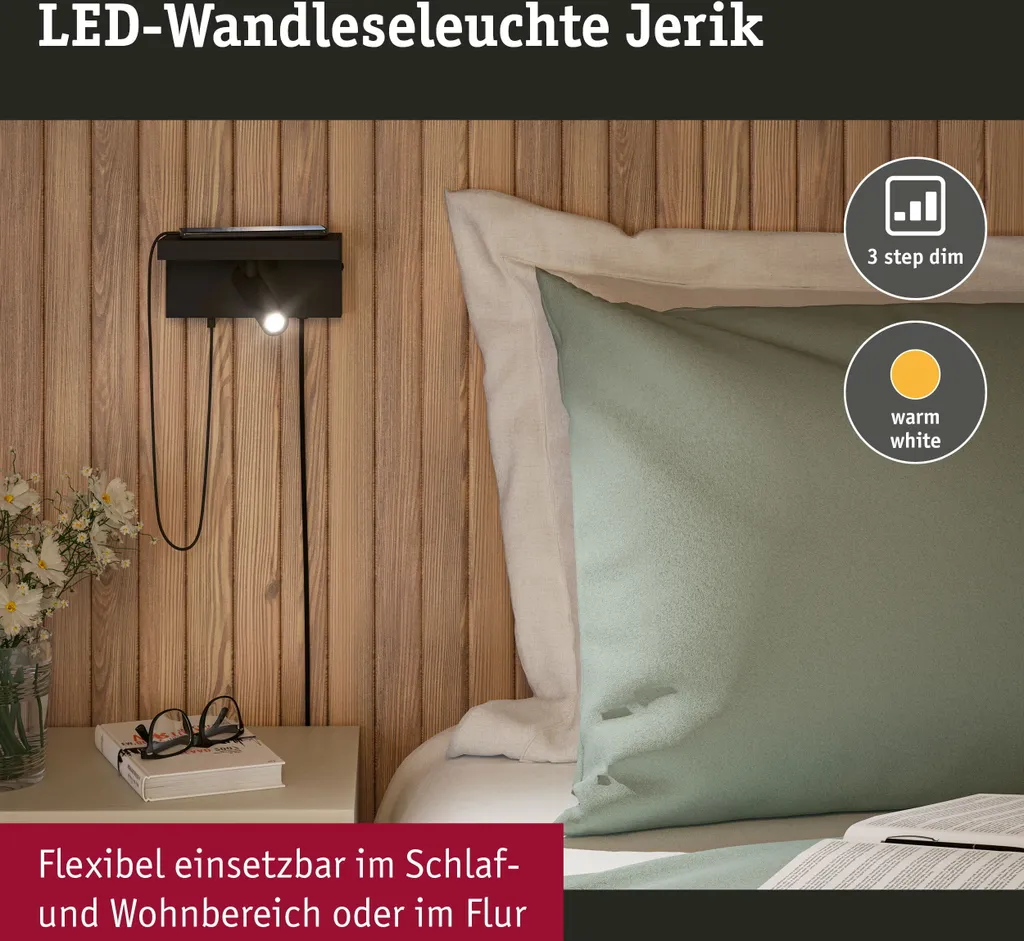 Paulmann Jerik : LED Applique Murale Moderne au Design Noir Intemporel