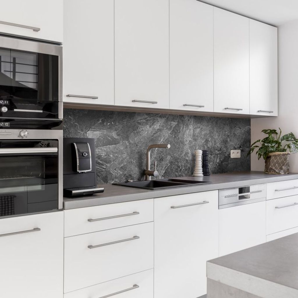 Dedeco Küchenrückwand Motiv: Marmor V11, 3mm Aluminium Alu-Platten als Spritzschutz Küchenwand Verbundplatte wasserfest, inkl. UV-Lack glänzend...
