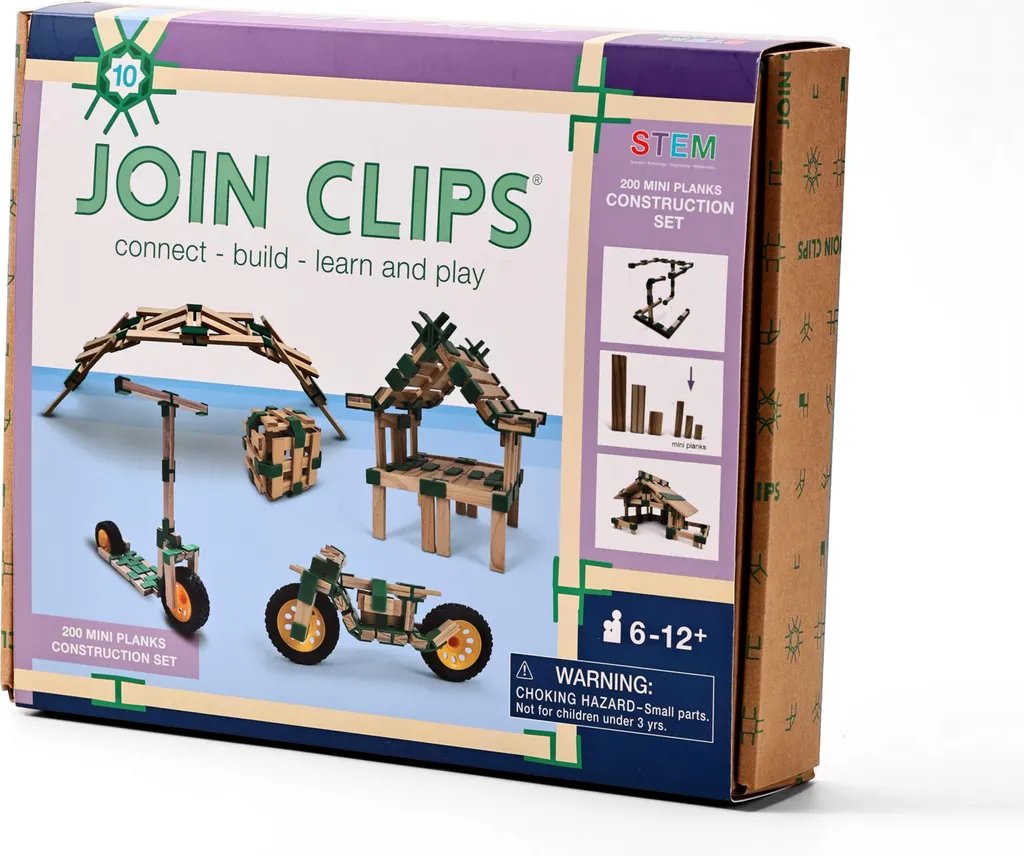 Jouet de construction en bois JOIN CLIPS 200 pièces pour enfants créatifs