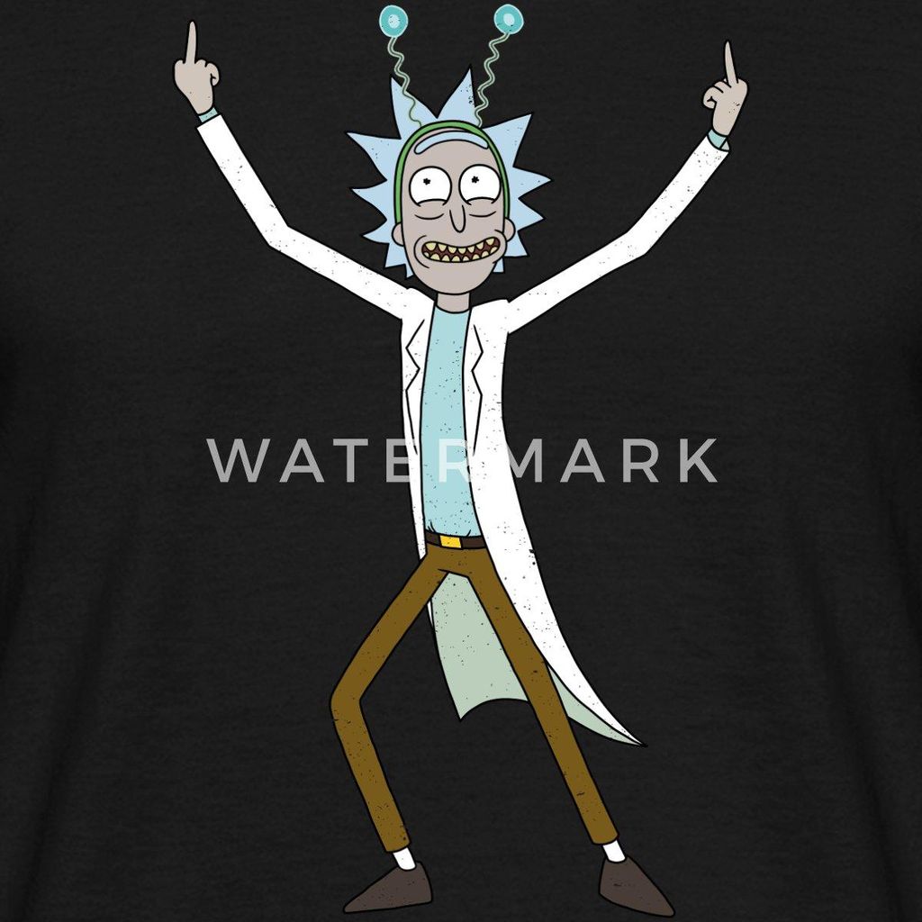 Spreadshirt Rick & Morty Rick Sanchez Pose Mittelfinger Männer T-Shirt, XXL, Schwarz