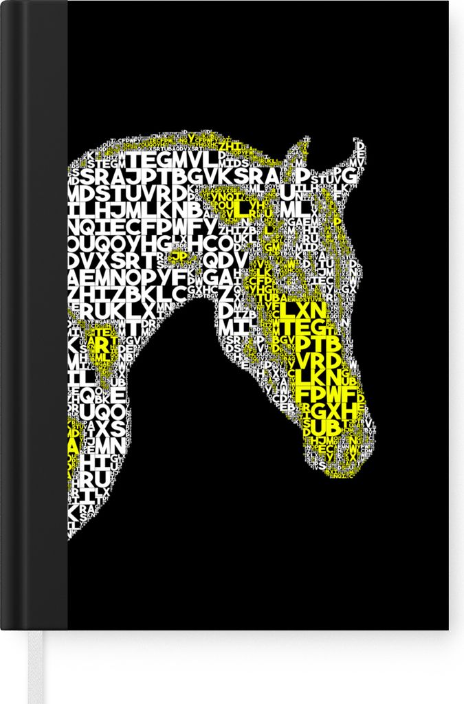 MuchoWow Notizbuch Tagebuch Haushaltsbuch Notebook A5 Pferd - Buchstaben - Gelb - Mädchen - Kinder - Mädchen - Notizblock - Notizheft - Noteboo...