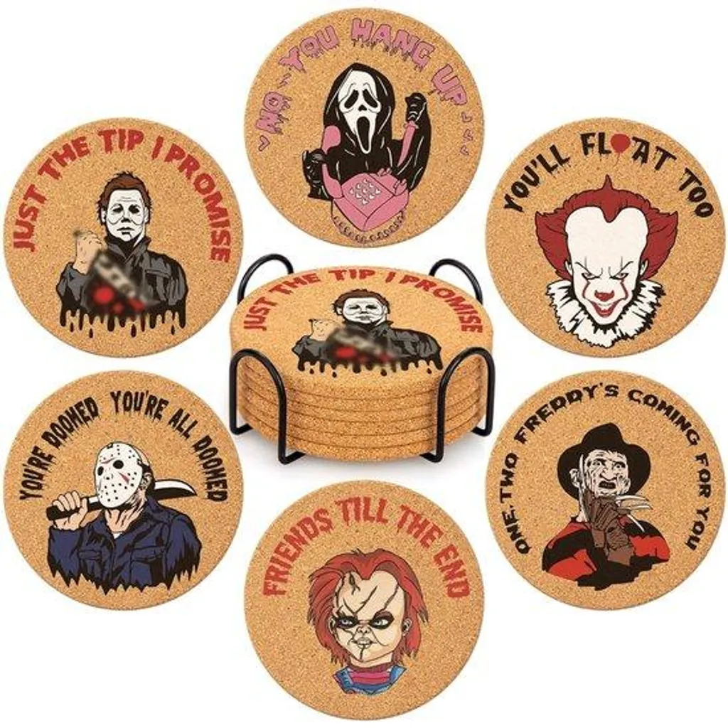 Sous-verres Décoration d'horreur anti-taches, lot de 6 pour vos meubles