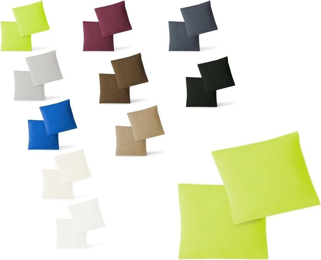 Jersey Kissenbezug Hülle 2 Sparpack Set mit Reißverschluss hochwertige Qualität 80 x 80 cm apfelgrün