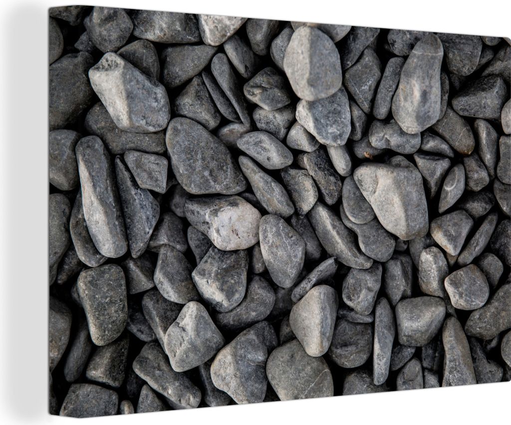 OneMillionCanvasses - Leinwandbilder - 140x90 cm, Steine - Grau - Kies, Wandbilder Kunstdruck Wanddekoration - Foto auf Leinwand - Gemälde auf H...