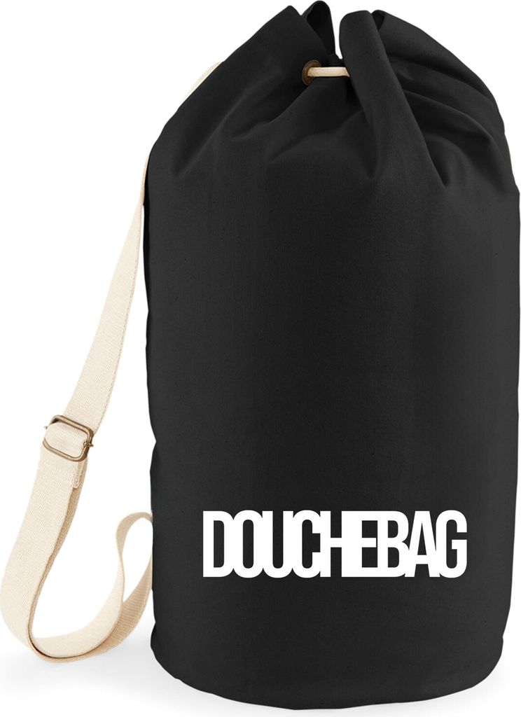 Huuraa Seesack Douchebag Schriftzug 20 Liter Black Baumwolle Rucksack Geschenkidee