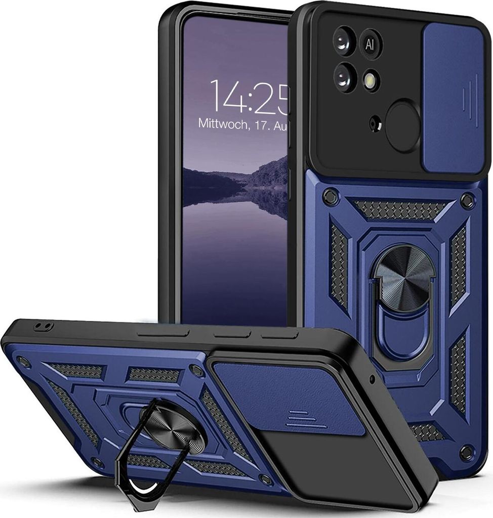 Armor Handyhülle für Xiaomi Redmi 10C Kameraschutz Handy Panzer Case Cover Schutzhülle Outdoor Farbe: Blau