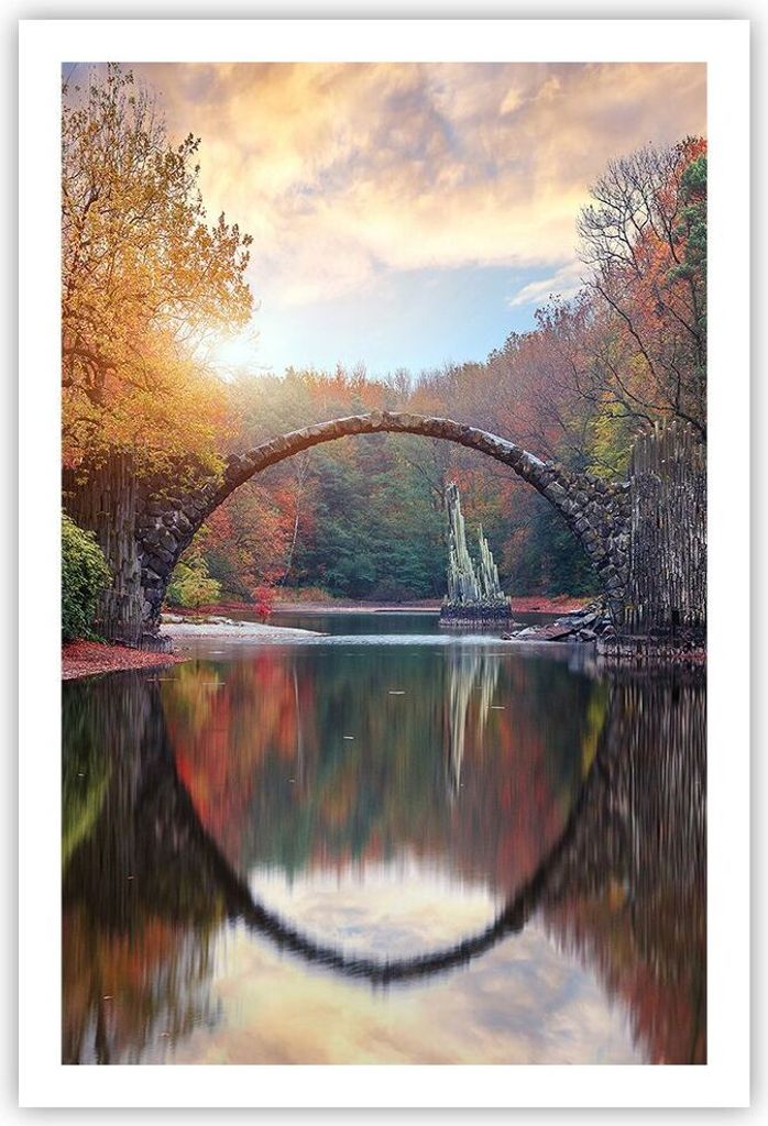 Poster - Poster ohne Rahmen - Garten Rhododendren Brücke - 61x91,5 cm - Wand Bild - Wanddeko - Wandbilder - Kunstposter - Wandposter - Bilder - Ku...