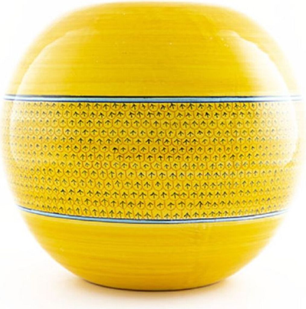 Casa Padrino Luxus Keramik Vase Gelb / Blau / Schwarz Ø 30 Produktbild 
