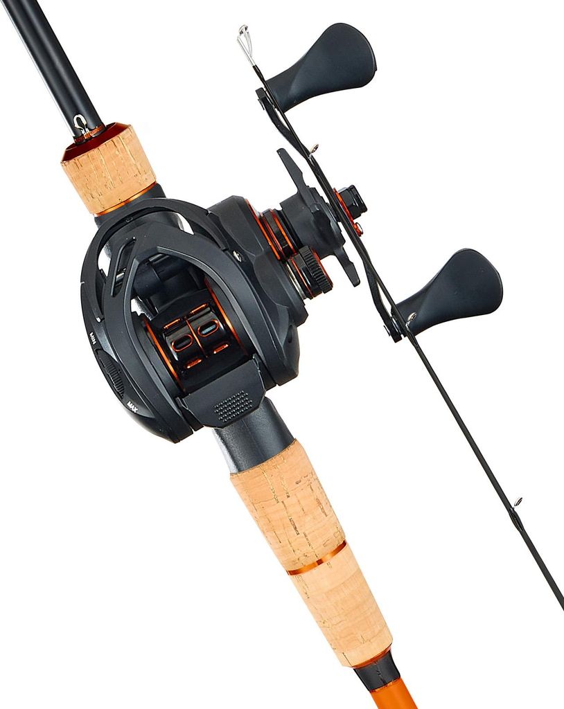 SucceBuy Angelruten- und Rollen-Set (Baitcasting), 2,13 m Kohlefaser-Rute (IM7), Bass-Angelset mit 7+1 Kugellagern, Übersetzung 7,0:1 und Korkgrif...