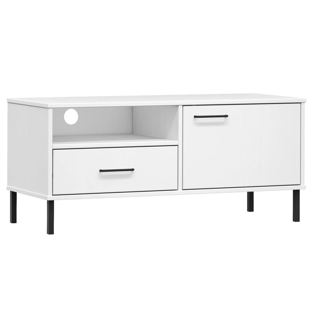 "WINTER SALE"TV-Schrank - TV-Regal - Fernsehkommode - OSLO mit Metallbeinen Weiß Massivholz Kiefer - TV-Lowboard NEU5350972