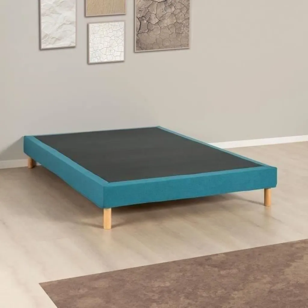 Sommier tapissier 140x190 cm pour chambre adulte - Kit Bleu Turquoise