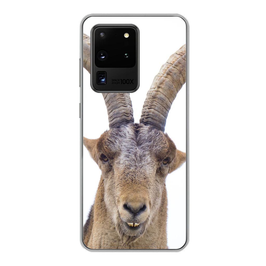 MuchoWow Handyhülle Schutzhülle Hülle für Samsung Galaxy S20 Ultra Steinbock - Tiere - Hoorn Silikon Softcase Handy Hülle - Karteninhaber