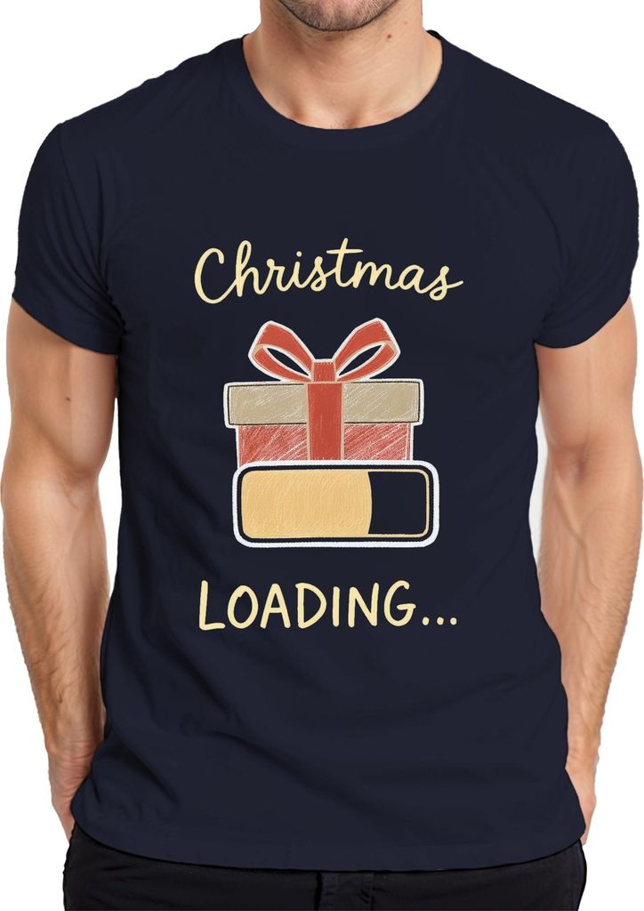 Christmas Loading Weihnachten Geschenk Ladebalken Advent Lustig Herren T-Shirt, Navy, 3XL