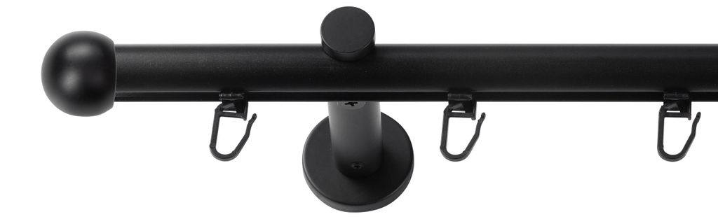 SN Deco Gardinenstange Innenlauf Straßburg, 19 mm, 1-läufig, Stahl, Komplett-Set mit Ringen, Profilträger, 360 cm, schwarz